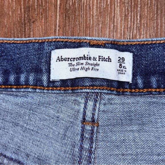 Abercrombie & Fitch Slim Straight Ultra High Rise Jeans dark blue LONG - Picture 11 of 16